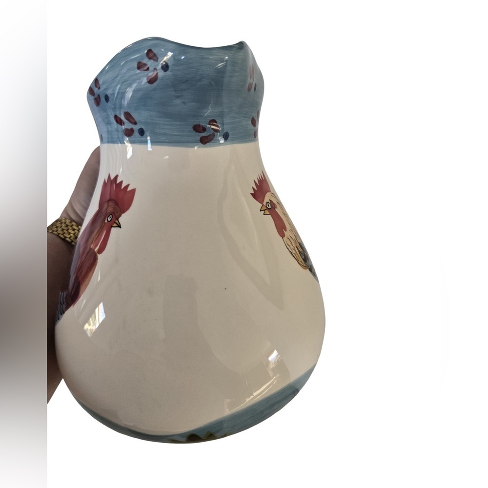 Hand Painted Rooster Pitcher – Farmhouse / Country Kitchen Décor - Picture 8 of 13